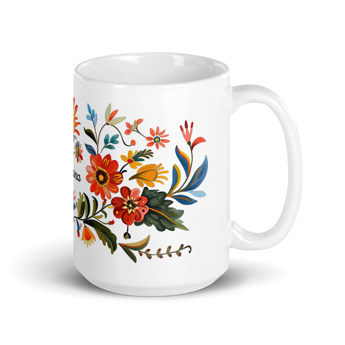 Adriana Exclusive Name Art Piece Home Office Work Coffee Mug Mexican Spanish Pride Gift Cup One - Of - A - Kind Calligraphy White Glossy Mug | A19 - Mexicada