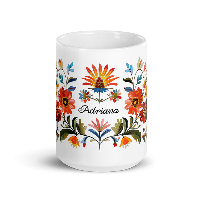 Adriana Exclusive Name Art Piece Home Office Work Coffee Mug Mexican Spanish Pride Gift Cup One - Of - A - Kind Calligraphy White Glossy Mug | A19 - Mexicada