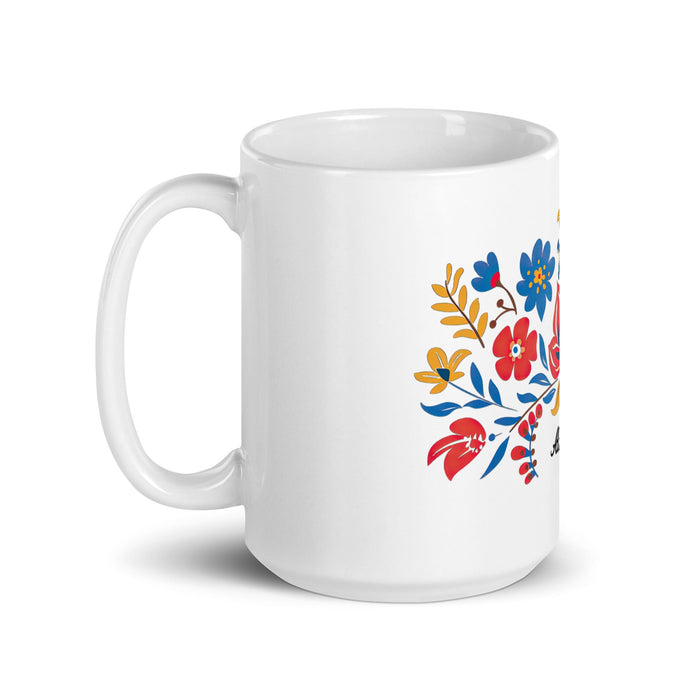 Adriana Exclusive Name Art Piece Home Office Work Coffee Mug Mexican Spanish Pride Gift Cup One - Of - A - Kind Calligraphy White Glossy Mug | A20 - Mexicada