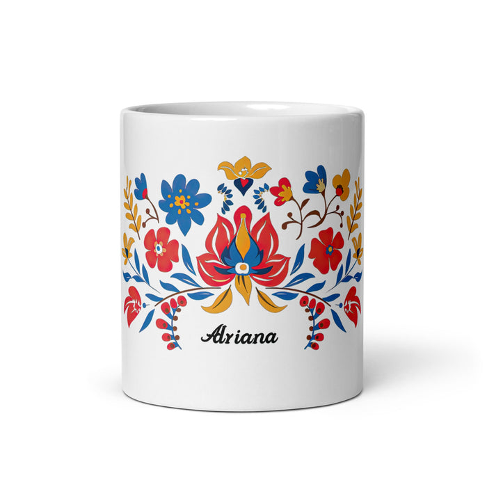 Adriana Exclusive Name Art Piece Home Office Work Coffee Mug Mexican Spanish Pride Gift Cup One - Of - A - Kind Calligraphy White Glossy Mug | A20 - Mexicada