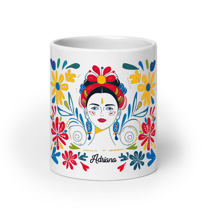 Adriana Exclusive Name Art Piece Home Office Work Coffee Mug Mexican Spanish Pride Gift Cup One - Of - A - Kind Calligraphy White Glossy Mug | A21 - Mexicada