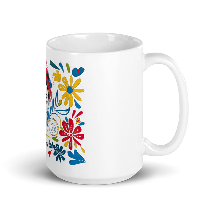 Adriana Exclusive Name Art Piece Home Office Work Coffee Mug Mexican Spanish Pride Gift Cup One-Of-A-Kind Calligraphy White Glossy Mug | A21 Mexicada 15 oz