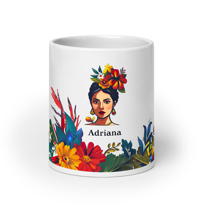 Adriana Exclusive Name Art Piece Home Office Work Coffee Mug Mexican Spanish Pride Gift Cup One - Of - A - Kind Calligraphy White Glossy Mug | A22 - Mexicada