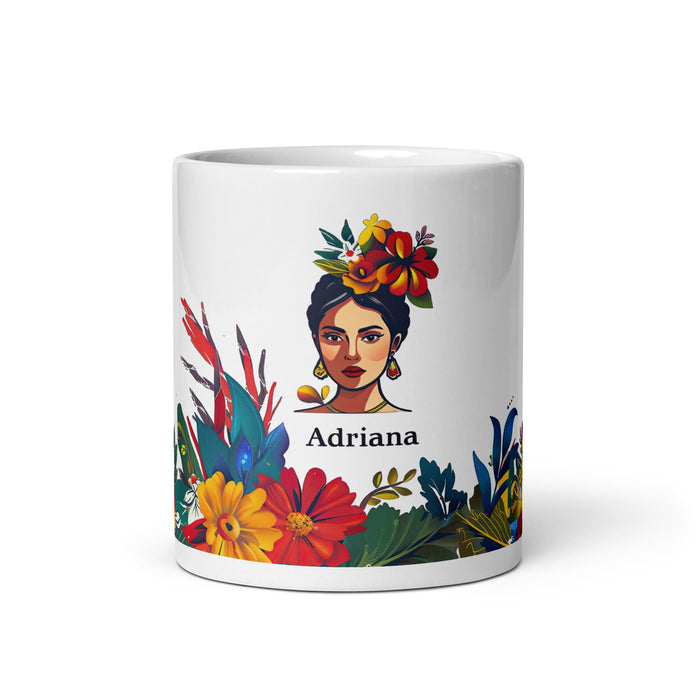 Adriana Exclusive Name Art Piece Home Office Work Coffee Mug Mexican Spanish Pride Gift Cup One - Of - A - Kind Calligraphy White Glossy Mug | A22 - Mexicada