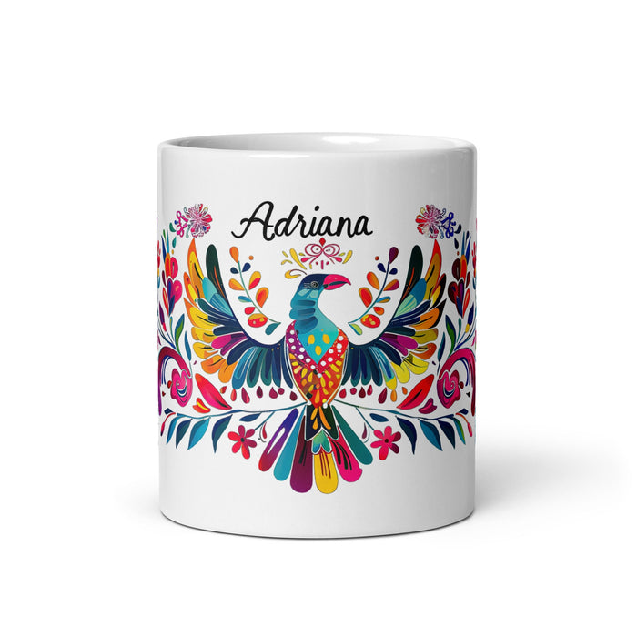 Adriana Exclusive Name Art Piece Home Office Work Coffee Mug Mexican Spanish Pride Gift Cup One - Of - A - Kind Calligraphy White Glossy Mug | A23 - Mexicada