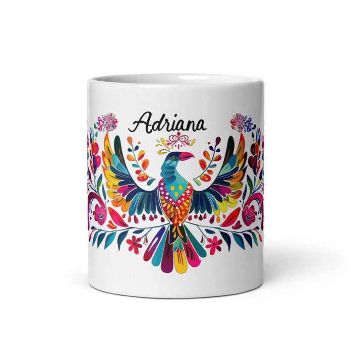 Adriana Exclusive Name Art Piece Home Office Work Coffee Mug Mexican Spanish Pride Gift Cup One-Of-A-Kind Calligraphy White Glossy Mug | A23 Mexicada