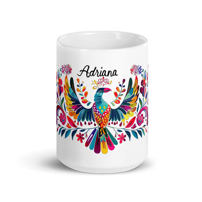 Adriana Exclusive Name Art Piece Home Office Work Coffee Mug Mexican Spanish Pride Gift Cup One-Of-A-Kind Calligraphy White Glossy Mug | A23 Mexicada