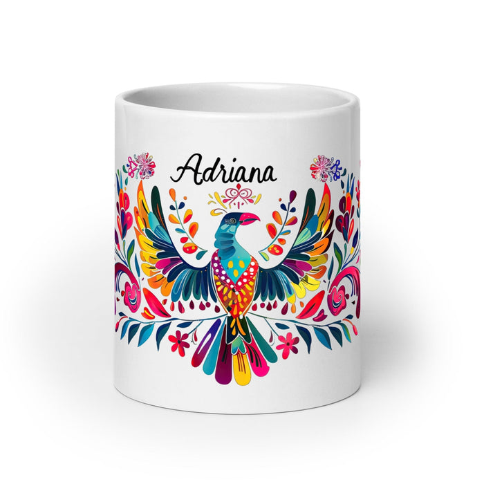 Adriana Exclusive Name Art Piece Home Office Work Coffee Mug Mexican Spanish Pride Gift Cup One-Of-A-Kind Calligraphy White Glossy Mug | A23 Mexicada