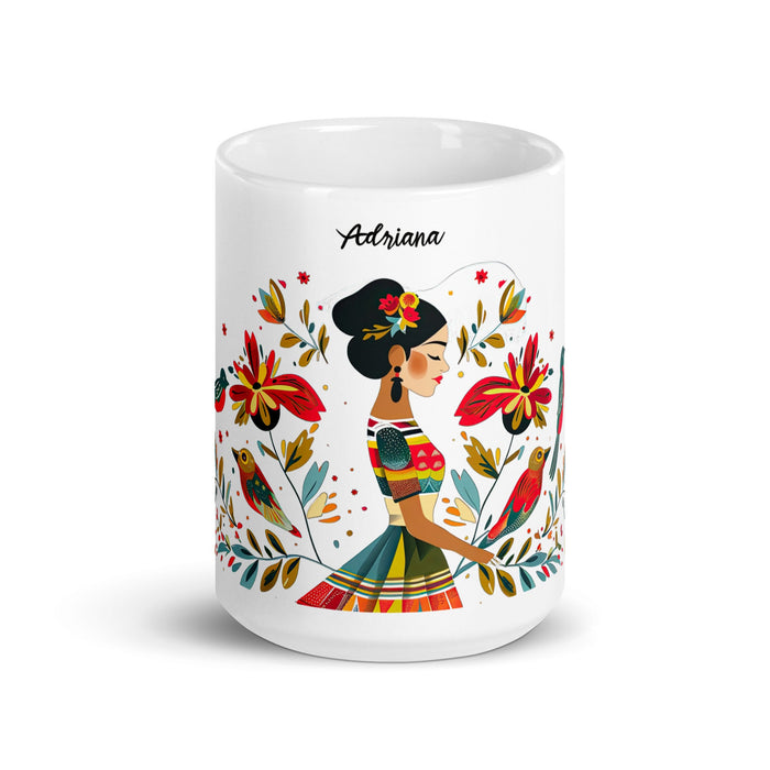 Adriana Exclusive Name Art Piece Home Office Work Coffee Mug Mexican Spanish Pride Gift Cup One - Of - A - Kind Calligraphy White Glossy Mug | A24 - Mexicada