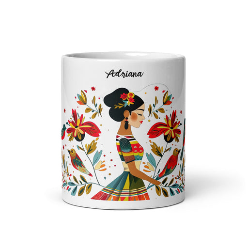 Adriana Exclusive Name Art Piece Home Office Work Coffee Mug Mexican Spanish Pride Gift Cup One-Of-A-Kind Calligraphy White Glossy Mug | A24 Mexicada