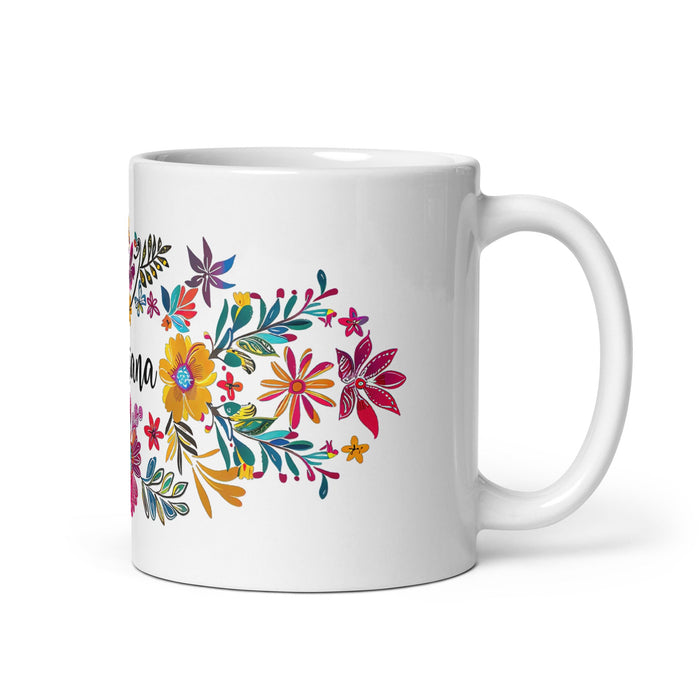 Adriana Exclusive Name Art Piece Home Office Work Coffee Mug Mexican Spanish Pride Gift Cup One - Of - A - Kind Calligraphy White Glossy Mug | A25 - Mexicada