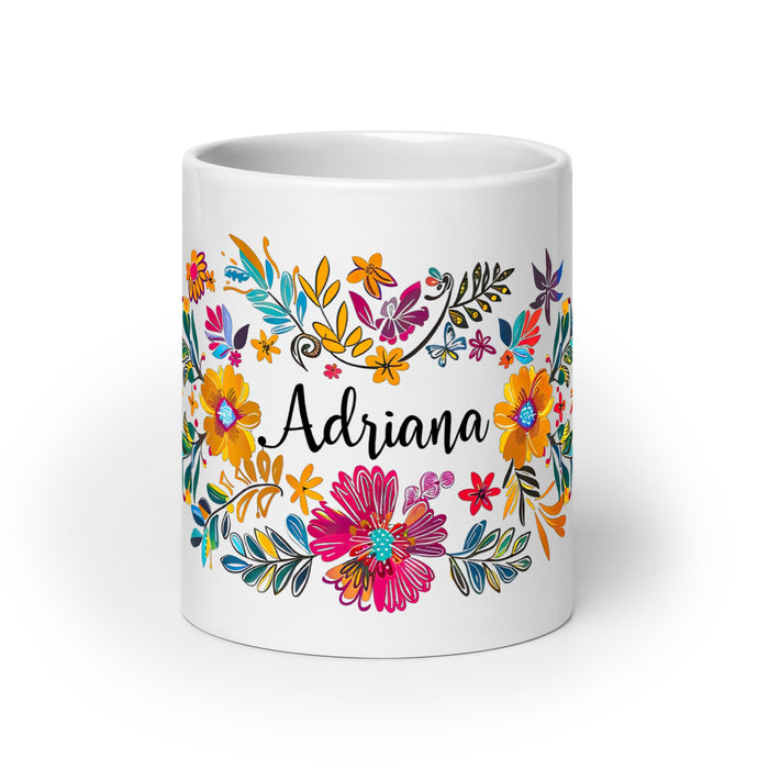 Adriana Exclusive Name Art Piece Home Office Work Coffee Mug Mexican Spanish Pride Gift Cup One - Of - A - Kind Calligraphy White Glossy Mug | A25 - Mexicada