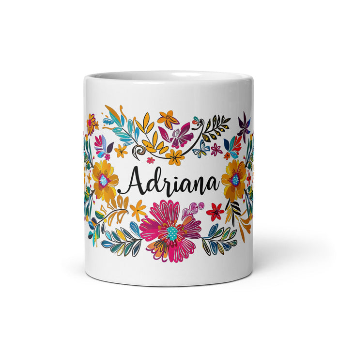 Adriana Exclusive Name Art Piece Home Office Work Coffee Mug Mexican Spanish Pride Gift Cup One - Of - A - Kind Calligraphy White Glossy Mug | A25 - Mexicada