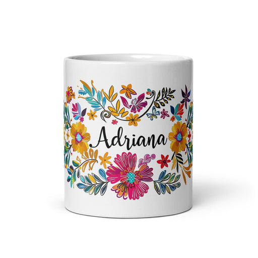 Adriana Exclusive Name Art Piece Home Office Work Coffee Mug Mexican Spanish Pride Gift Cup One-Of-A-Kind Calligraphy White Glossy Mug | A25 Mexicada