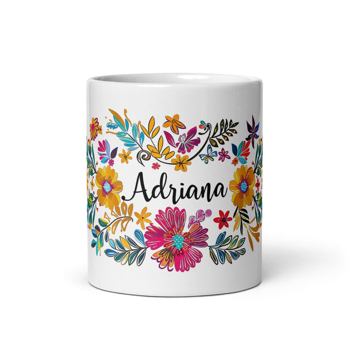 Adriana Exclusive Name Art Piece Home Office Work Coffee Mug Mexican Spanish Pride Gift Cup One-Of-A-Kind Calligraphy White Glossy Mug | A25 Mexicada