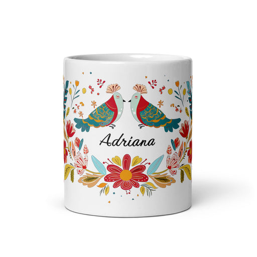 Adriana Exclusive Name Art Piece Home Office Work Coffee Mug Mexican Spanish Pride Gift Cup One - Of - A - Kind Calligraphy White Glossy Mug | A3 - Mexicada