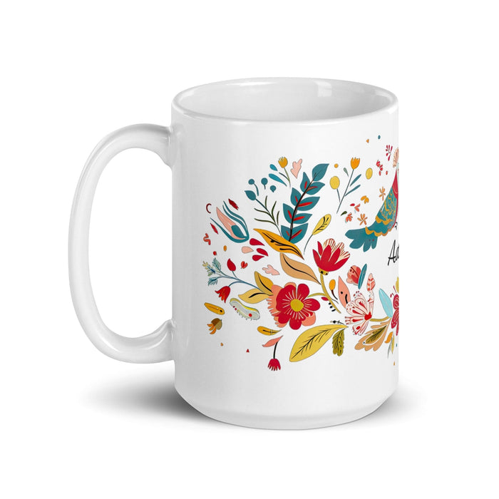 Adriana Exclusive Name Art Piece Home Office Work Coffee Mug Mexican Spanish Pride Gift Cup One-Of-A-Kind Calligraphy White Glossy Mug | A3 Mexicada