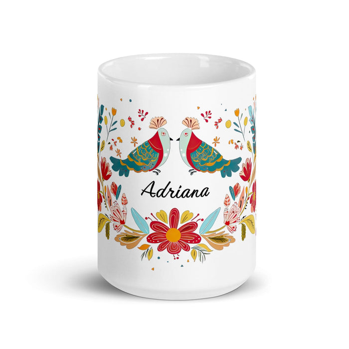 Adriana Exclusive Name Art Piece Home Office Work Coffee Mug Mexican Spanish Pride Gift Cup One-Of-A-Kind Calligraphy White Glossy Mug | A3 Mexicada