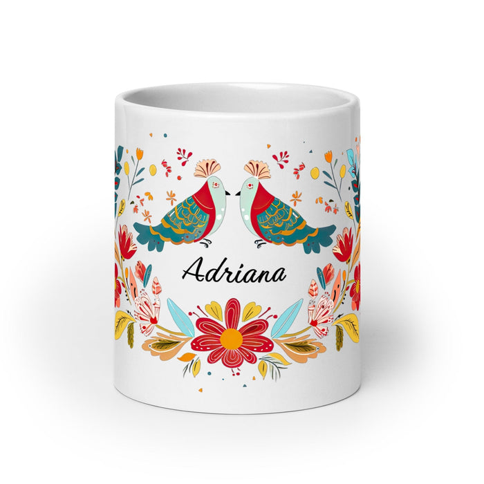 Adriana Exclusive Name Art Piece Home Office Work Coffee Mug Mexican Spanish Pride Gift Cup One-Of-A-Kind Calligraphy White Glossy Mug | A3 Mexicada