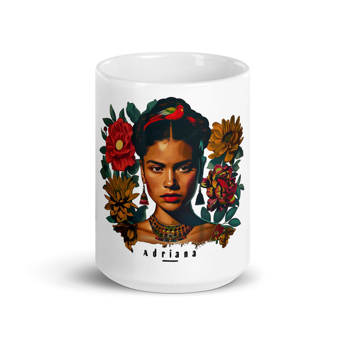 Adriana Exclusive Name Art Piece Home Office Work Coffee Mug Mexican Spanish Pride Gift Cup One - Of - A - Kind Calligraphy White Glossy Mug | A4 - Mexicada