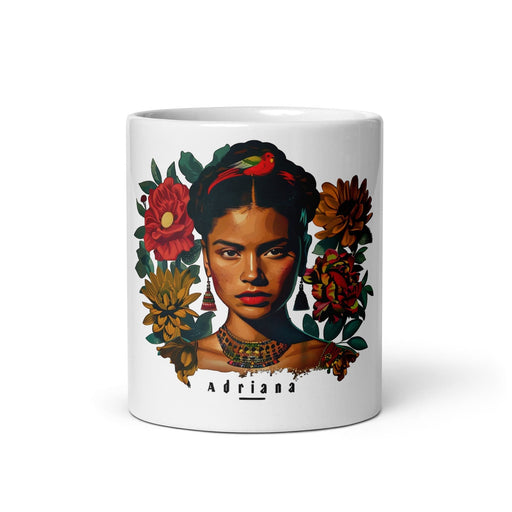 Adriana Exclusive Name Art Piece Home Office Work Coffee Mug Mexican Spanish Pride Gift Cup One-Of-A-Kind Calligraphy White Glossy Mug | A4 Mexicada