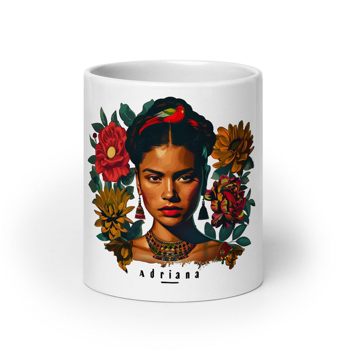 Adriana Exclusive Name Art Piece Home Office Work Coffee Mug Mexican Spanish Pride Gift Cup One-Of-A-Kind Calligraphy White Glossy Mug | A4 Mexicada