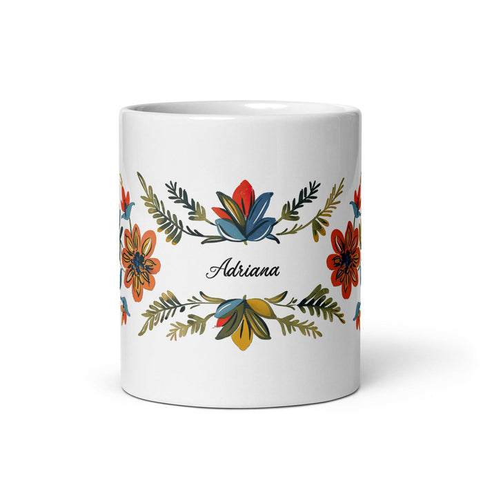 Adriana Exclusive Name Art Piece Home Office Work Coffee Mug Mexican Spanish Pride Gift Cup One-Of-A-Kind Calligraphy White Glossy Mug | A5 Mexicada