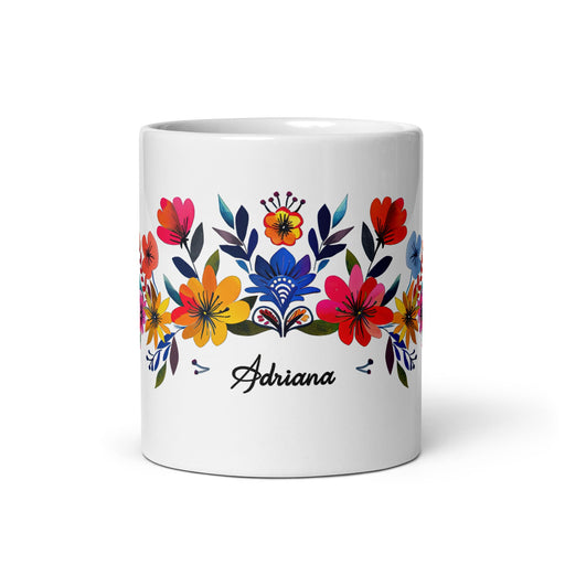 Adriana Exclusive Name Art Piece Home Office Work Coffee Mug Mexican Spanish Pride Gift Cup One - Of - A - Kind Calligraphy White Glossy Mug | A6 - Mexicada