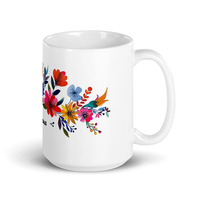 Adriana Exclusive Name Art Piece Home Office Work Coffee Mug Mexican Spanish Pride Gift Cup One-Of-A-Kind Calligraphy White Glossy Mug | A6 Mexicada 15 oz