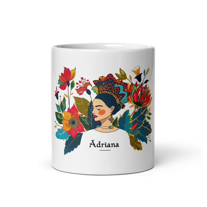 Adriana Exclusive Name Art Piece Home Office Work Coffee Mug Mexican Spanish Pride Gift Cup One-Of-A-Kind Calligraphy White Glossy Mug | A7 Mexicada