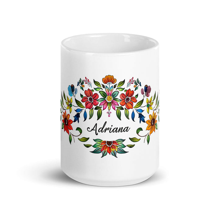 Adriana Exclusive Name Art Piece Home Office Work Coffee Mug Mexican Spanish Pride Gift Cup One - Of - A - Kind Calligraphy White Glossy Mug | A8 - Mexicada