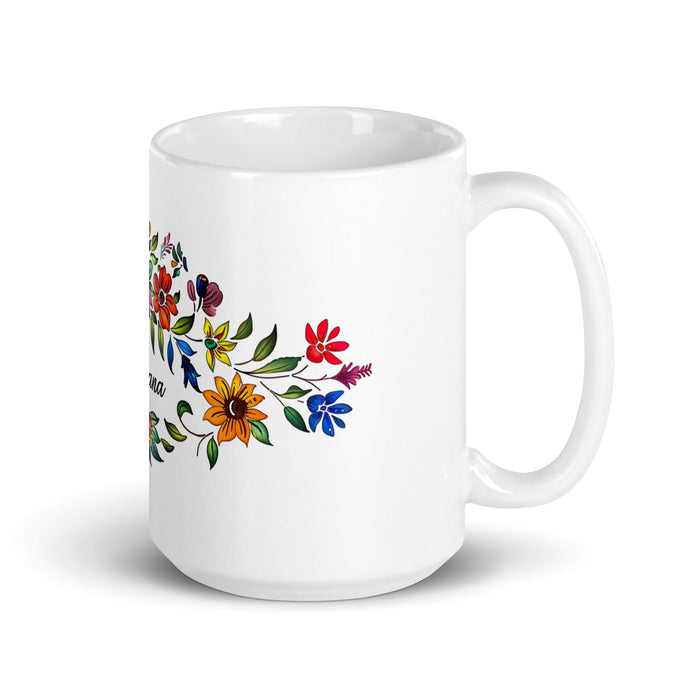 Adriana Exclusive Name Art Piece Home Office Work Coffee Mug Mexican Spanish Pride Gift Cup One - Of - A - Kind Calligraphy White Glossy Mug | A8 - Mexicada