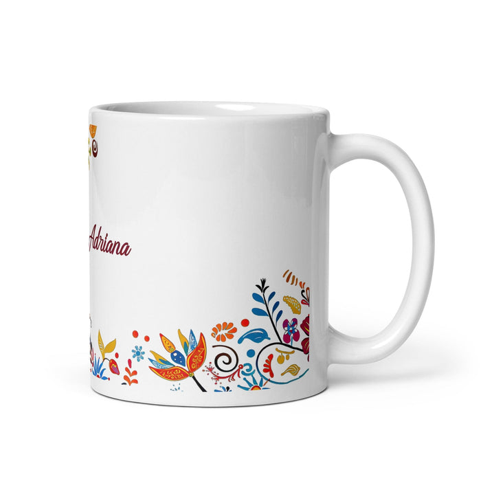 Adriana Exclusive Name Art Piece Home Office Work Coffee Mug Mexican Spanish Pride Gift Cup One - Of - A - Kind Calligraphy White Glossy Mug | A9 - Mexicada