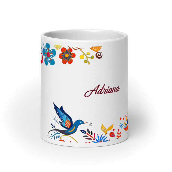 Adriana Exclusive Name Art Piece Home Office Work Coffee Mug Mexican Spanish Pride Gift Cup One - Of - A - Kind Calligraphy White Glossy Mug | A9 - Mexicada