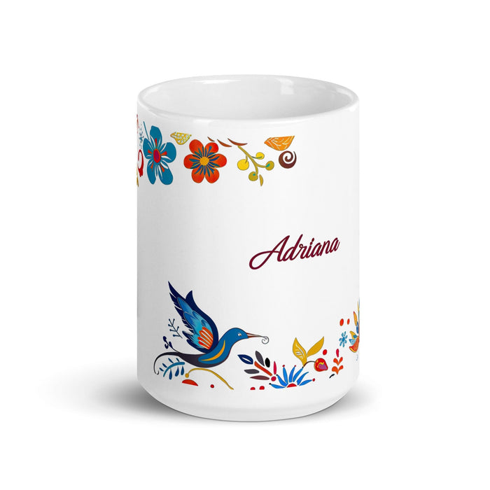 Adriana Exclusive Name Art Piece Home Office Work Coffee Mug Mexican Spanish Pride Gift Cup One - Of - A - Kind Calligraphy White Glossy Mug | A9 - Mexicada