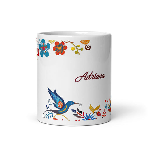 Adriana Exclusive Name Art Piece Home Office Work Coffee Mug Mexican Spanish Pride Gift Cup One-Of-A-Kind Calligraphy White Glossy Mug | A9 Mexicada