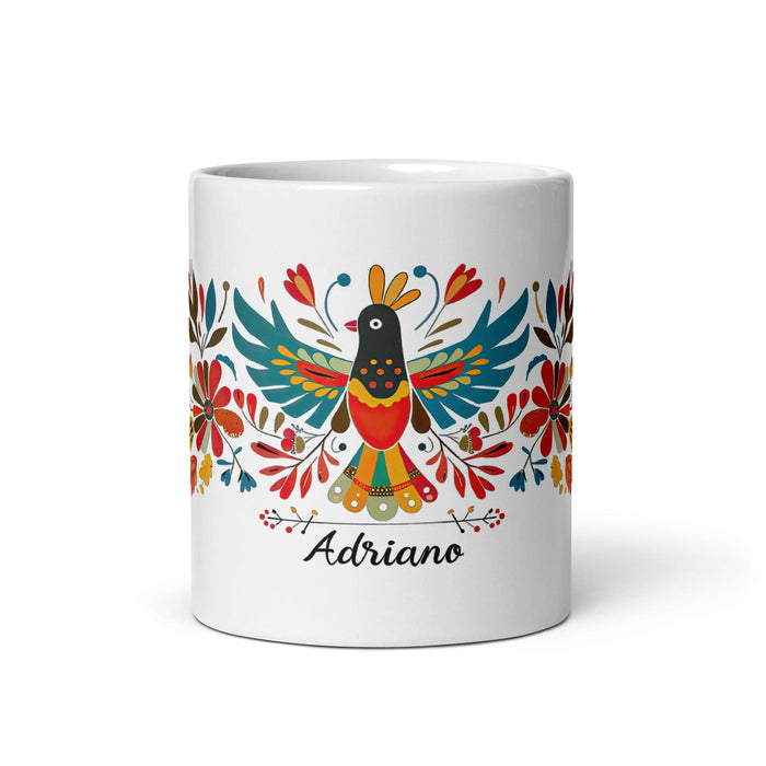 Adriano Exclusive Name Art Piece Home Office Work Coffee Mug Mexican Spanish Pride Gift Cup One-Of-A-Kind Calligraphy White Glossy Mug | A1 Mexicada