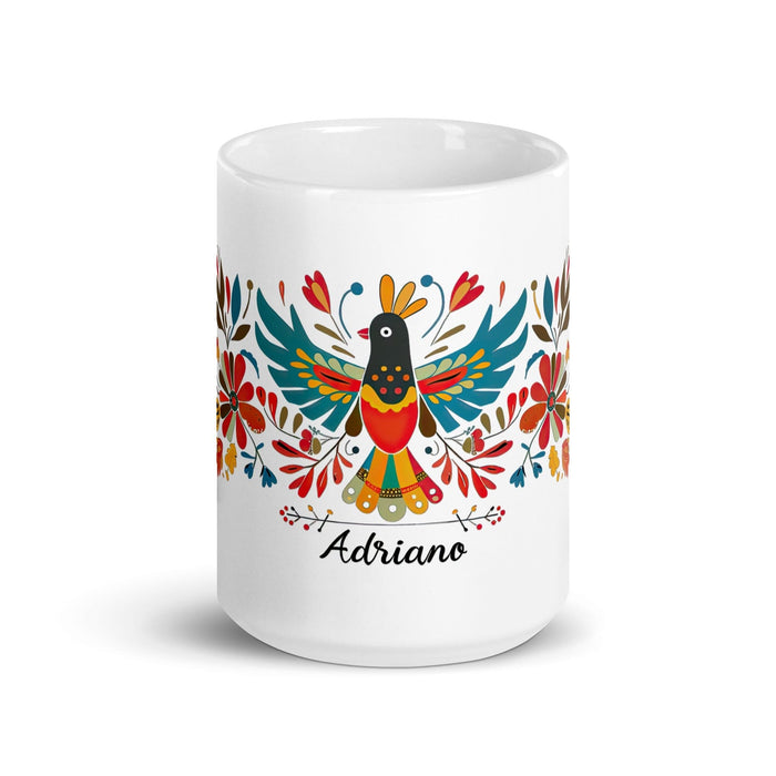 Adriano Exclusive Name Art Piece Home Office Work Coffee Mug Mexican Spanish Pride Gift Cup One-Of-A-Kind Calligraphy White Glossy Mug | A1 Mexicada