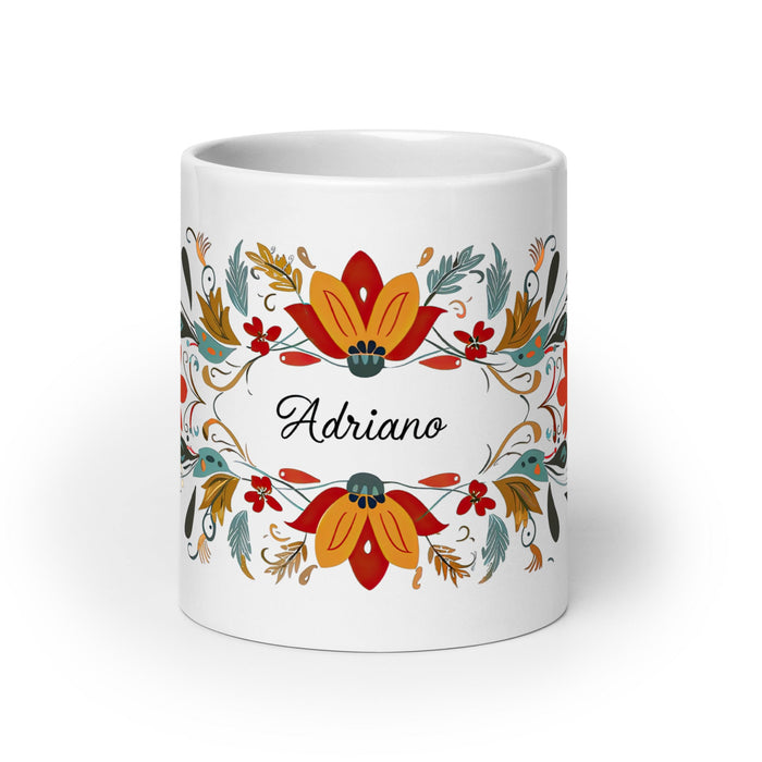 Adriano Exclusive Name Art Piece Home Office Work Coffee Mug Mexican Spanish Pride Gift Cup One - Of - A - Kind Calligraphy White Glossy Mug | A3 - Mexicada