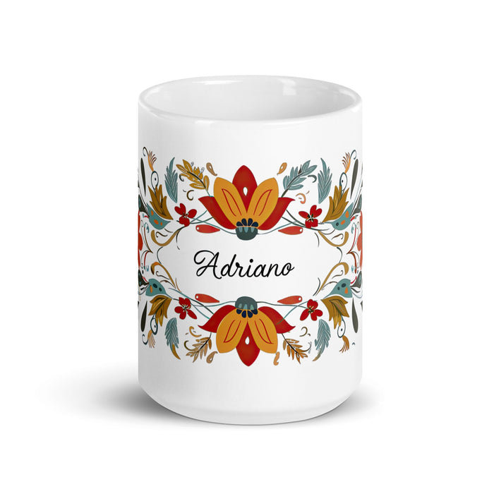 Adriano Exclusive Name Art Piece Home Office Work Coffee Mug Mexican Spanish Pride Gift Cup One - Of - A - Kind Calligraphy White Glossy Mug | A3 - Mexicada