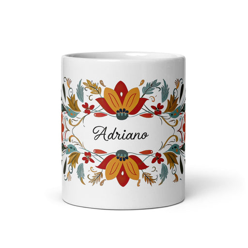 Adriano Exclusive Name Art Piece Home Office Work Coffee Mug Mexican Spanish Pride Gift Cup One-Of-A-Kind Calligraphy White Glossy Mug | A3 Mexicada