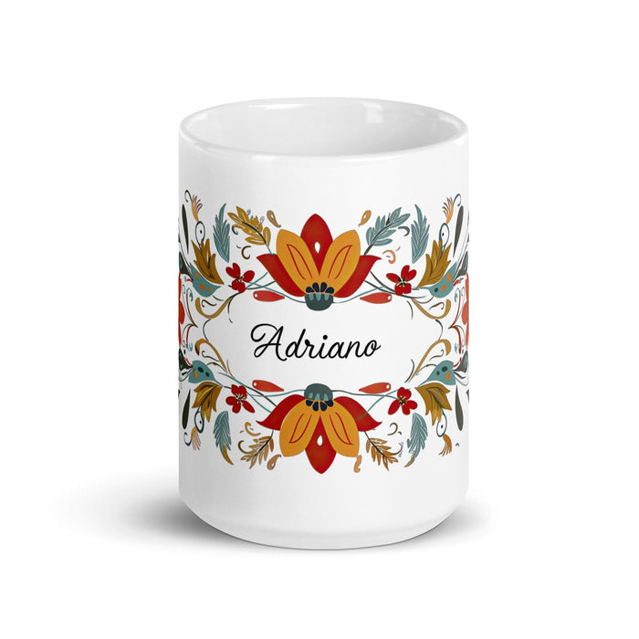 Adriano Exclusive Name Art Piece Home Office Work Coffee Mug Mexican Spanish Pride Gift Cup One-Of-A-Kind Calligraphy White Glossy Mug | A3 Mexicada