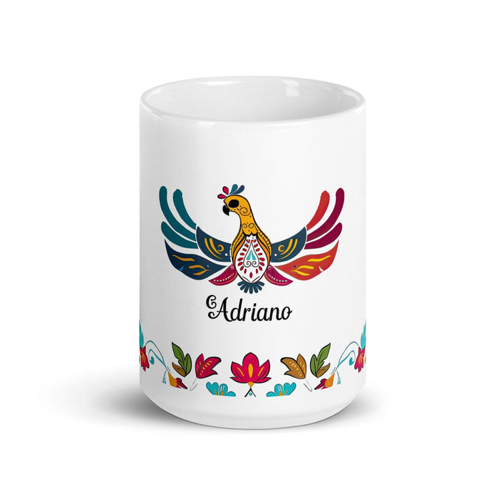 Adriano Exclusive Name Art Piece Home Office Work Coffee Mug Mexican Spanish Pride Gift Cup One-Of-A-Kind Calligraphy White Glossy Mug | A4 Mexicada