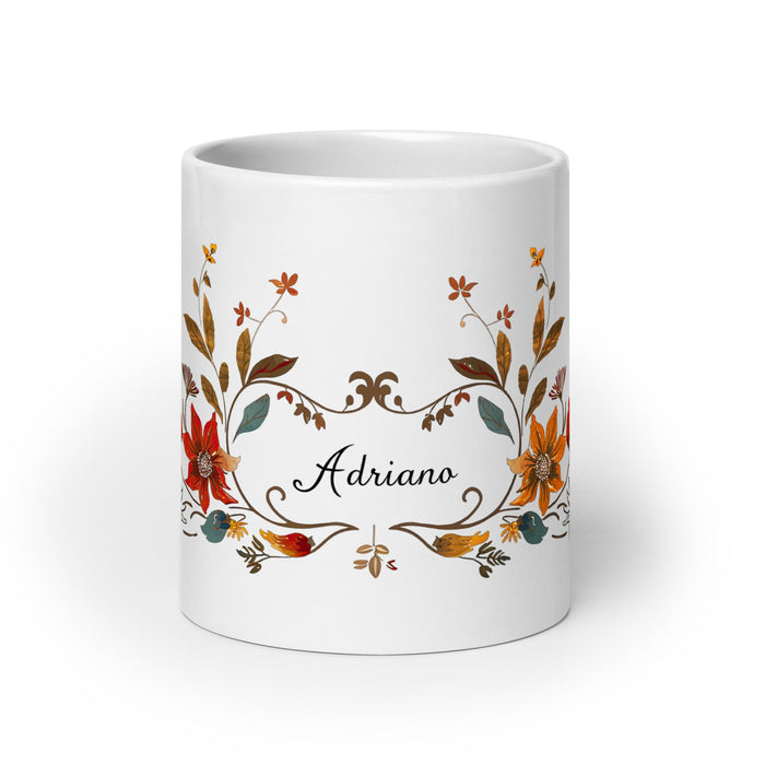 Adriano Exclusive Name Art Piece Home Office Work Coffee Mug Mexican Spanish Pride Gift Cup One - Of - A - Kind Calligraphy White Glossy Mug | A6 - Mexicada