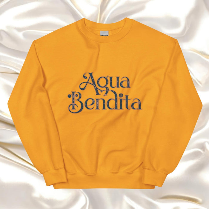 Agua Bendita Exclusive Art Piece Home Office Work Mexican Spanish Pride Gift One-Of-A-Kind Unisex Sweatshirt | A31 Mexicada Gold / S