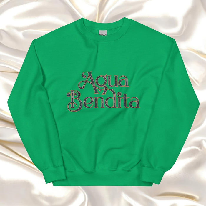 Agua Bendita Exclusive Art Piece Home Office Work Mexican Spanish Pride Gift One-Of-A-Kind Unisex Sweatshirt | A31 Mexicada Irish Green / S