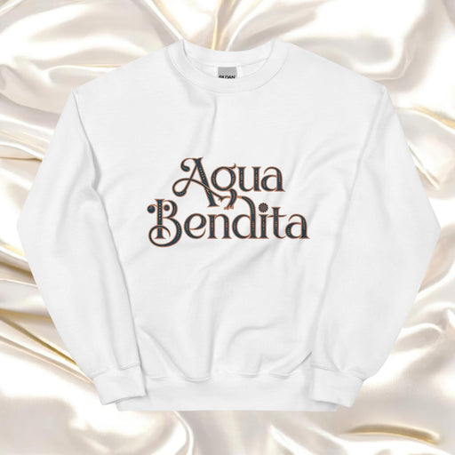 Agua Bendita Exclusive Art Piece Home Office Work Mexican Spanish Pride Gift One-Of-A-Kind Unisex Sweatshirt | A31 Mexicada White / S