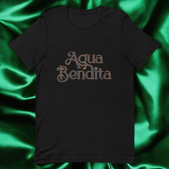 Agua Bendita Exclusive Art Piece Home Office Work Mexican Spanish Pride Gift One-Of-A-Kind Unisex T-Shirt | A31 Mexicada Black / S