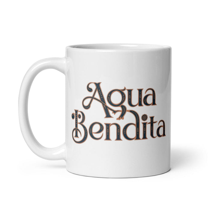 Agua Bendita Exclusive Name Art Piece Home Office Work Coffee Mug Mexican Spanish Pride Gift Cup One-Of-A-Kind Calligraphy White Glossy Mug | A31 Mexicada