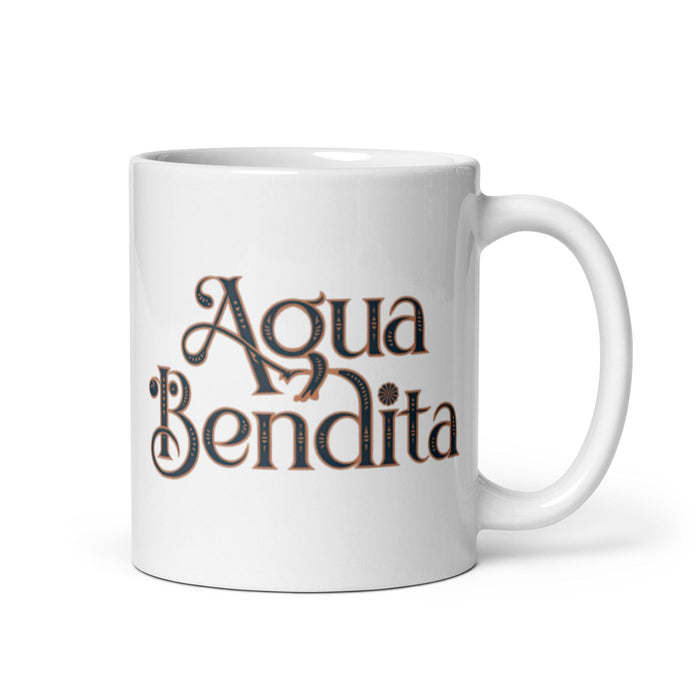 Agua Bendita Exclusive Name Art Piece Home Office Work Coffee Mug Mexican Spanish Pride Gift Cup One-Of-A-Kind Calligraphy White Glossy Mug | A31 Mexicada